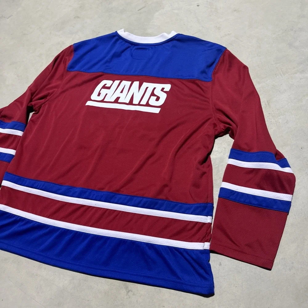 Men's NY Giants NFL Team Apparel Red/ Blue S 2XL Sports Hockey Jersey Football